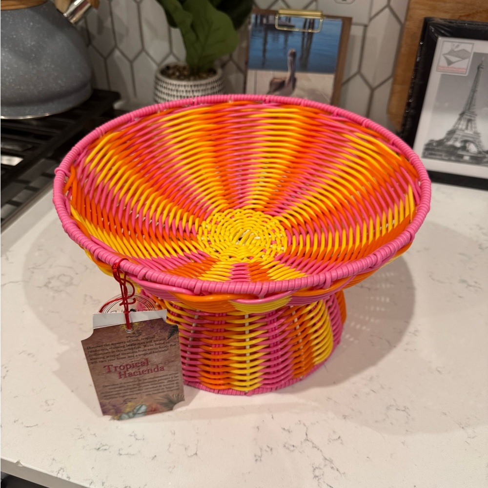 BRIGHT & COLORFUL plastic woven decorative bowl 🥣🌟